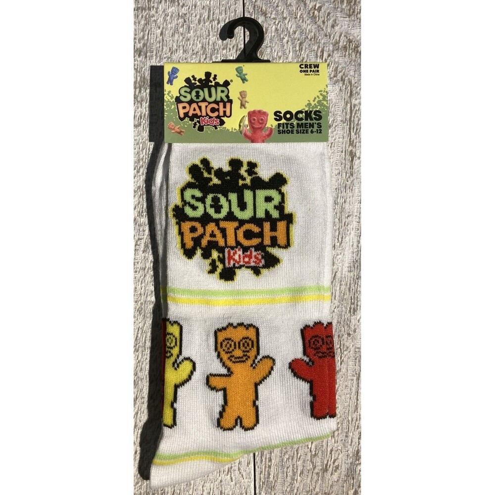 Sour Patch Kids Print Novelty Crew Socks - Men’s Size 6-12